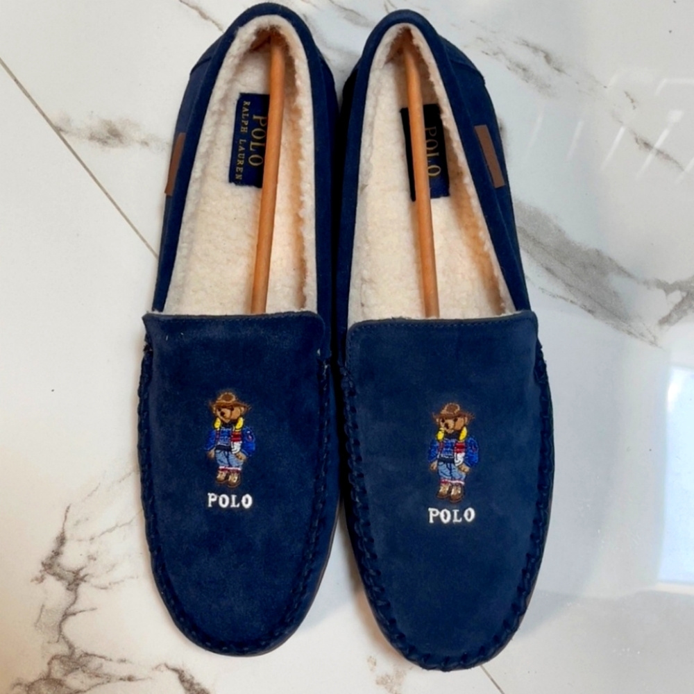 Ralph Lauren Polo Bear Suede Slippers